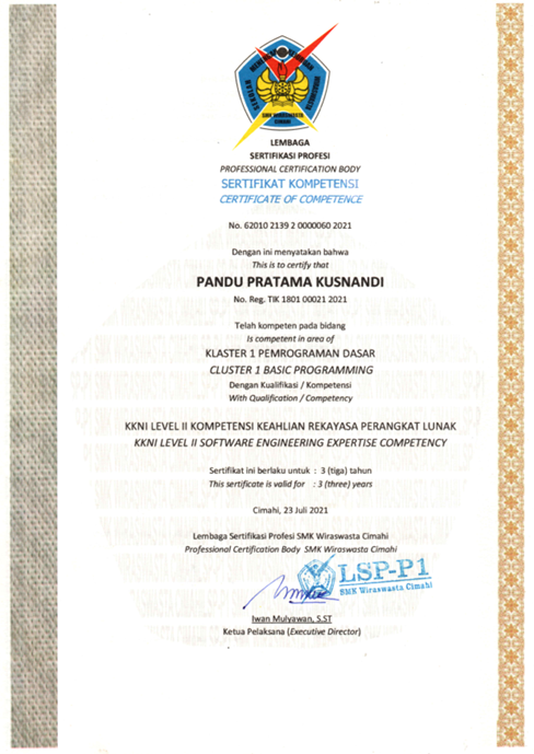 Sertifikat Kompetensi LSP K1 Pemrograman Dasar